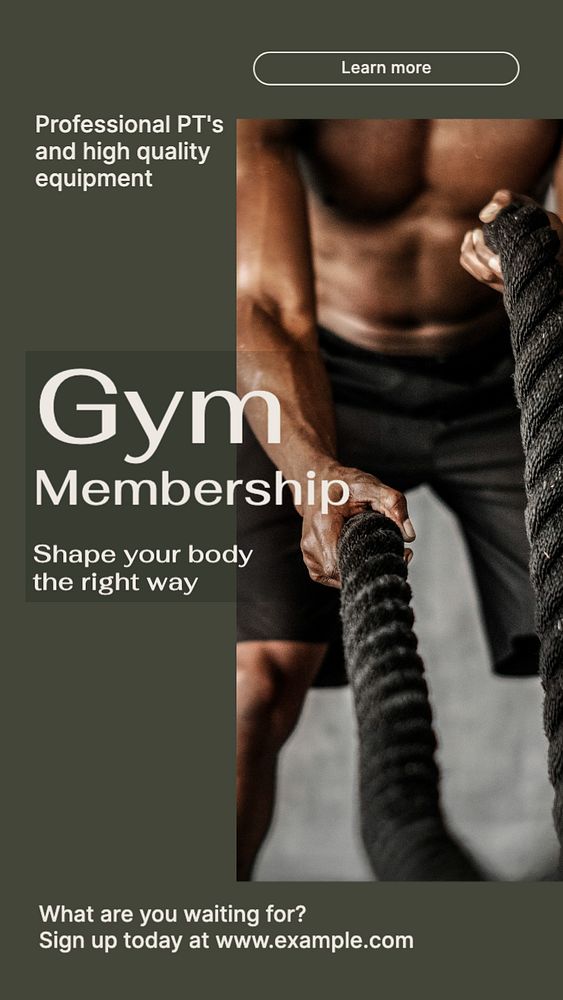 Gym membership  Instagram story template, editable text