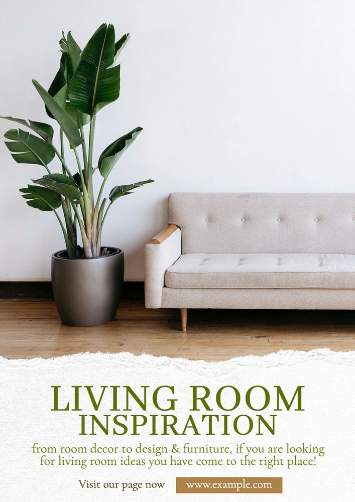 Living room inspiration  poster template, editable text and design