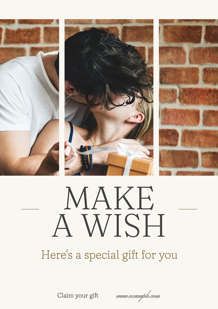 Make a wish  poster template, editable text and design