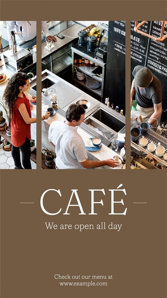 Cafe open  Instagram story template, editable text