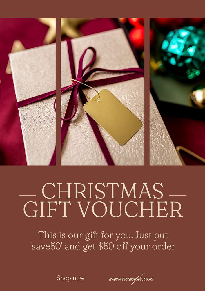 Christmas gift voucher  poster template, editable text and design