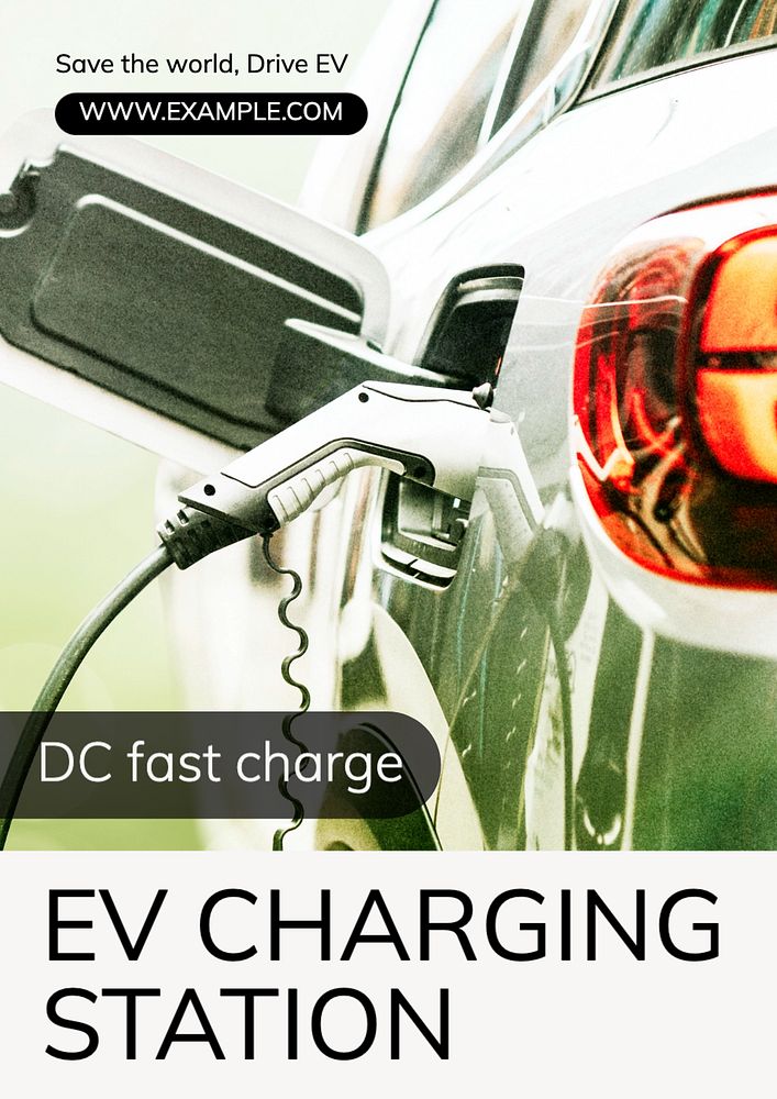 EV charging  poster template, editable text and design