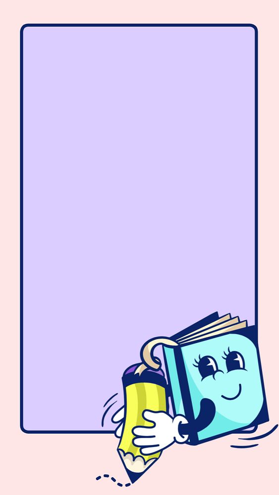 Notebook cartoon frame iPhone wallpaper, editable design