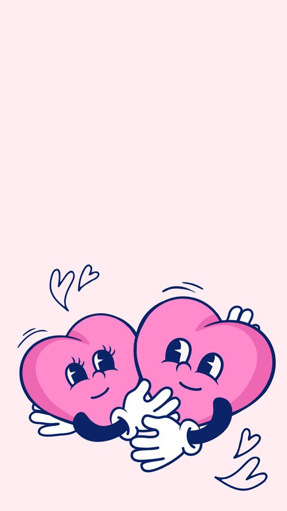 Love hearts cartoon iPhone wallpaper, editable design