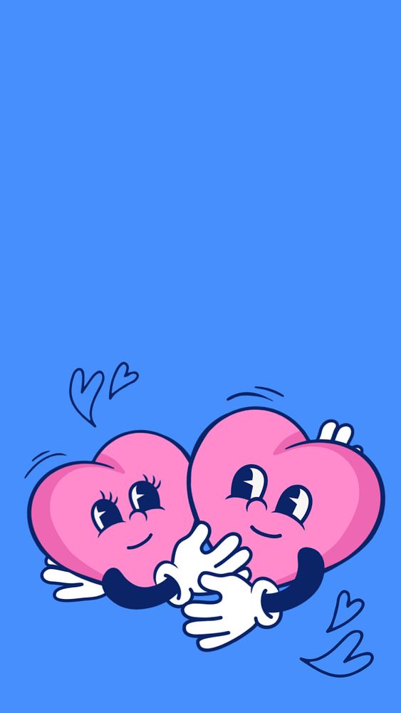 Love hearts cartoon iPhone wallpaper, editable design