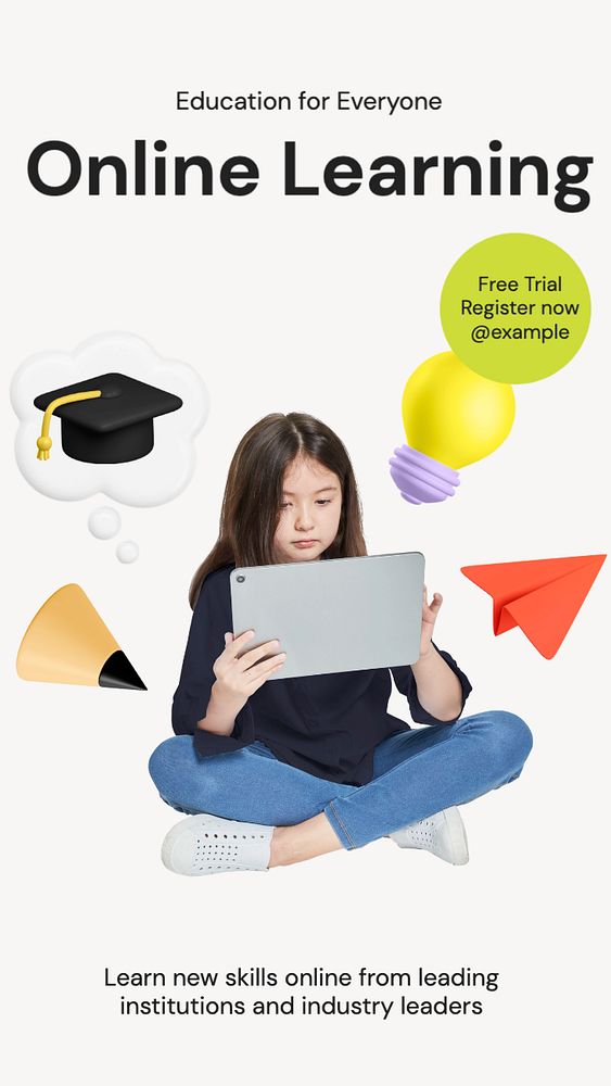 Online learning  Instagram story template, editable text