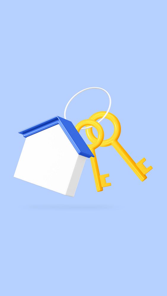 3D house and key, element editable illustration