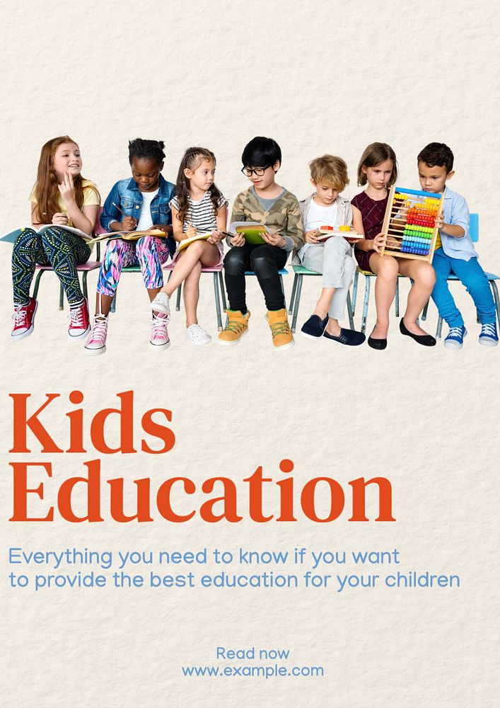 Kids education   poster template, editable text and design