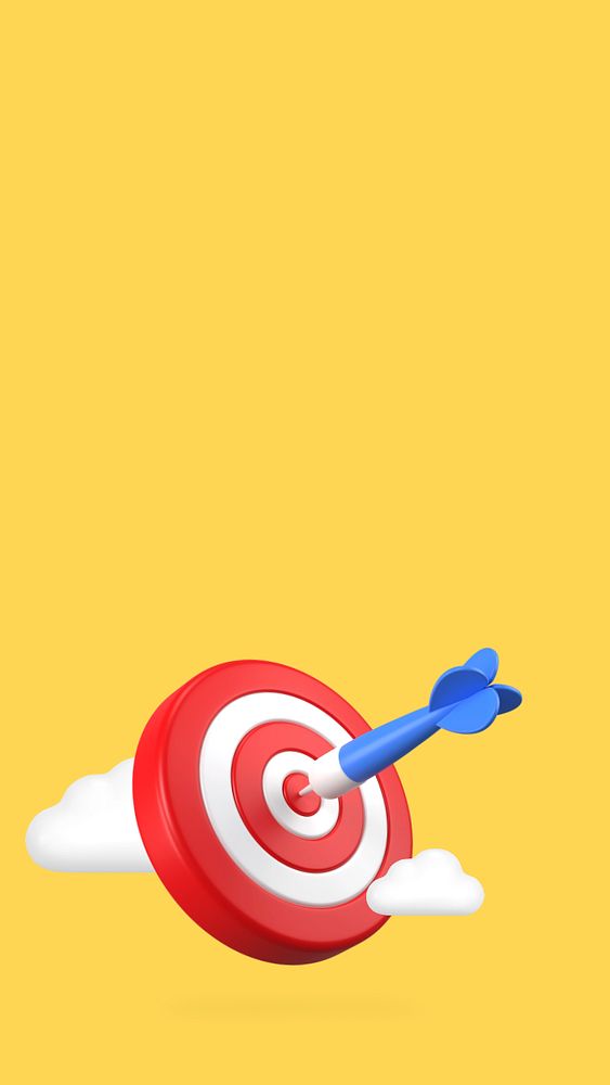 3D dartboard iPhone wallpaper, target marketing editable illustration