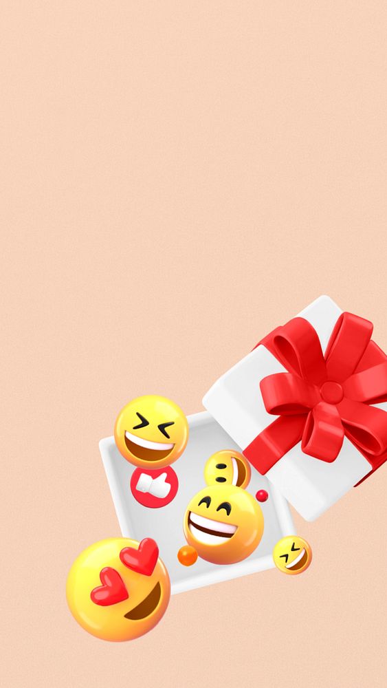 Happy emoticons iPhone wallpaper, 3D editable illustration