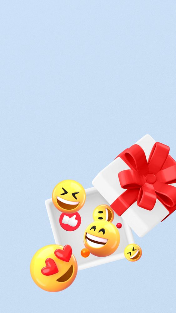 Happy emoticons iPhone wallpaper, 3D editable illustration