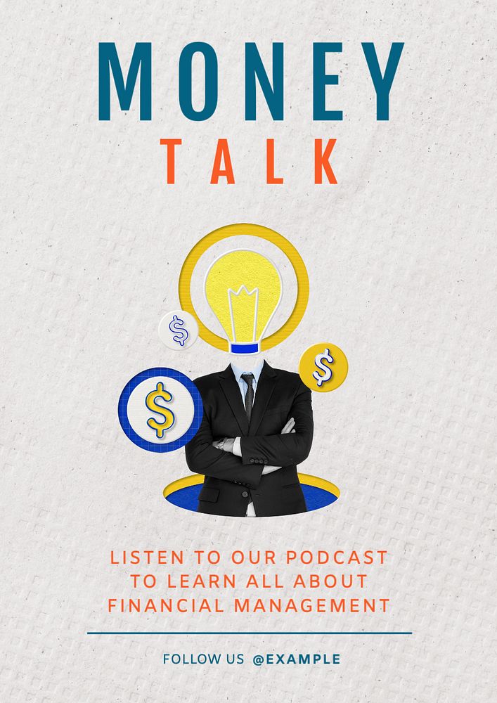 Money talk   poster template, editable text and design