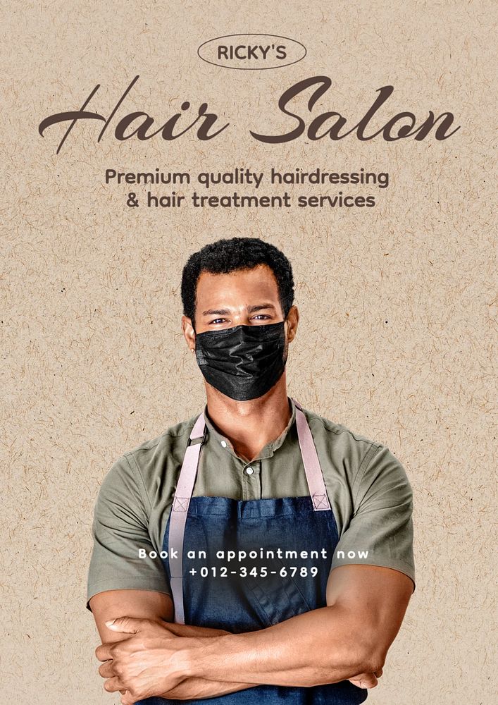 Hair salon   poster template, editable text and design