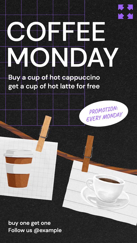 Coffee Monday  Instagram story template, editable text