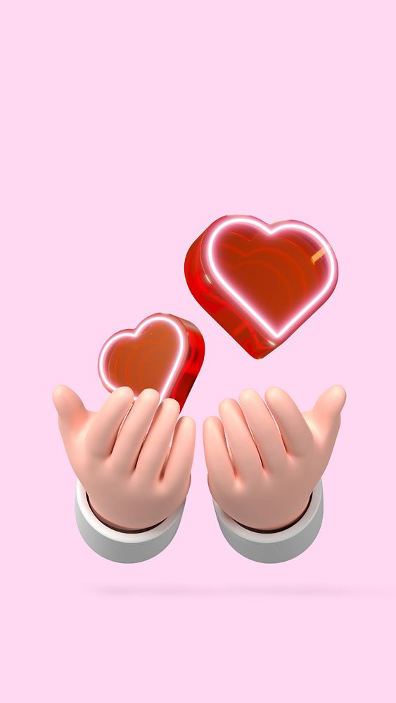 3D hands giving hearts, element editable illustration