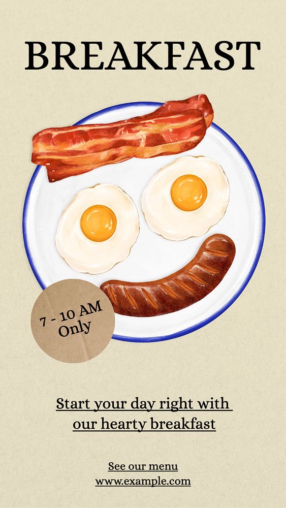 Breakfast restaurant ads  Instagram story template, editable text