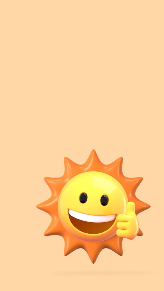 Smiling sun iPhone wallpaper, 3D weather editable illustration