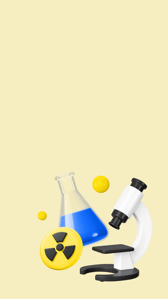 Radiation flask chemical iPhone wallpaper, 3D editable illustration