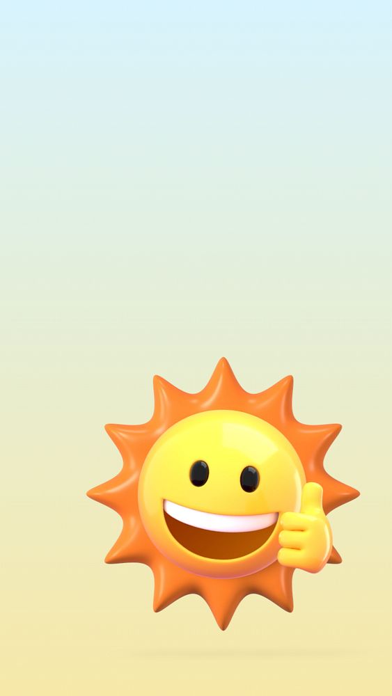 Smiling sun iPhone wallpaper, 3D weather editable illustration