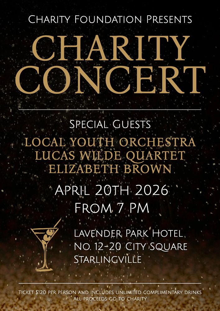 Charity concert poster template, editable text and design