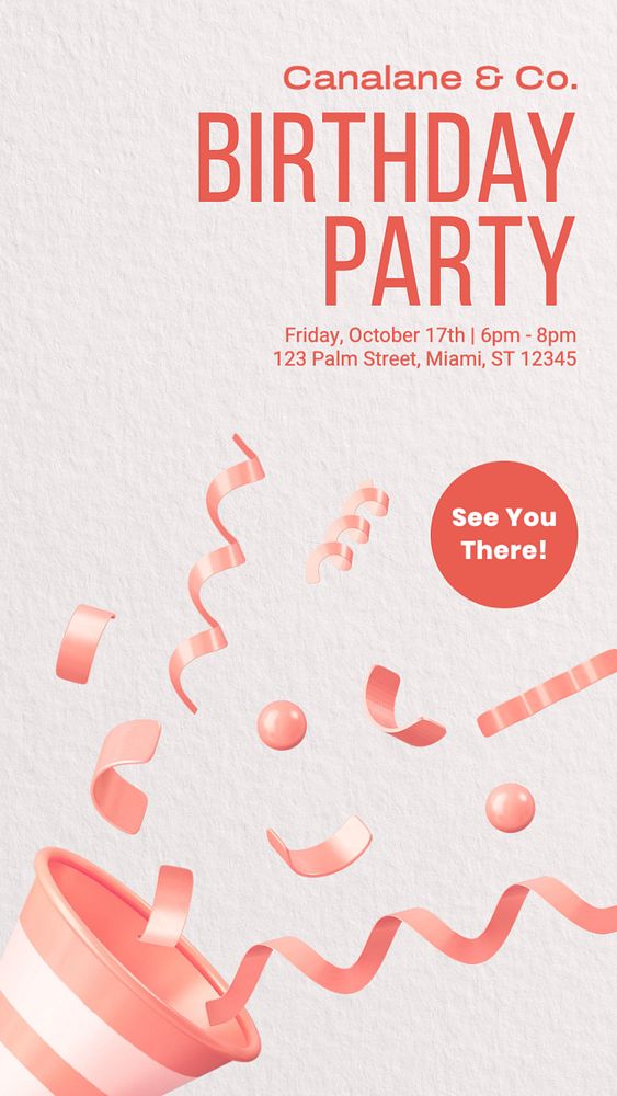 Birthday party  Instagram story template, editable text