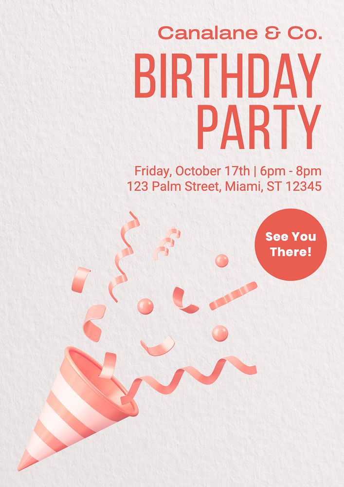 Birthday party   poster template, editable text and design