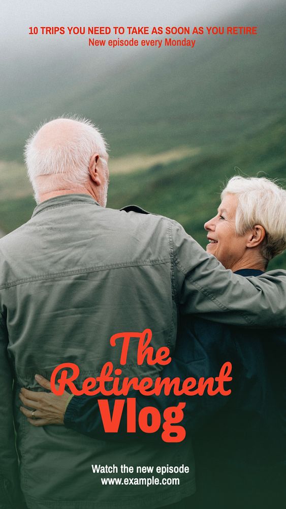 Retirement vlog Instagram story template, editable text