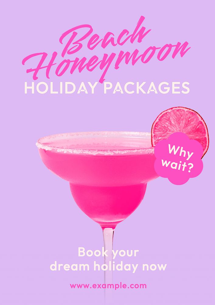 Beach honeymoon holiday   poster template, editable text and design