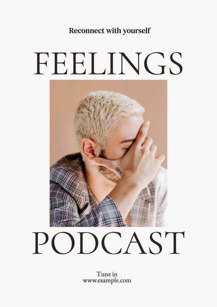 Feelings podcast  poster template, editable text and design