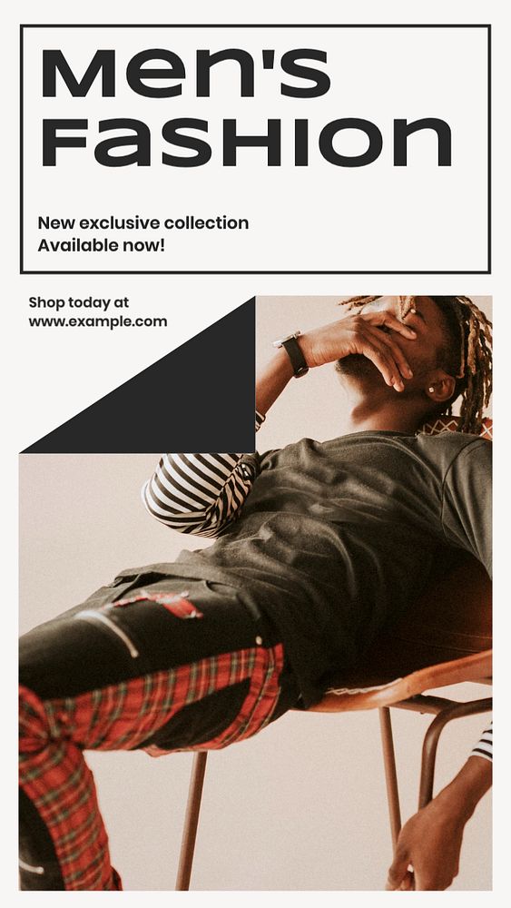 Men's fashion  Instagram story template, editable text