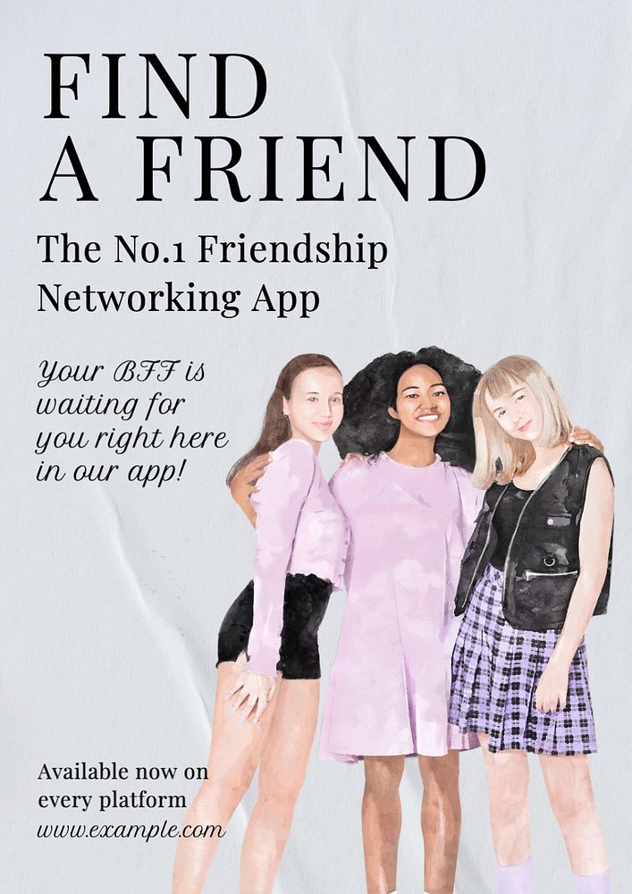 Find a friend   poster template, editable text and design