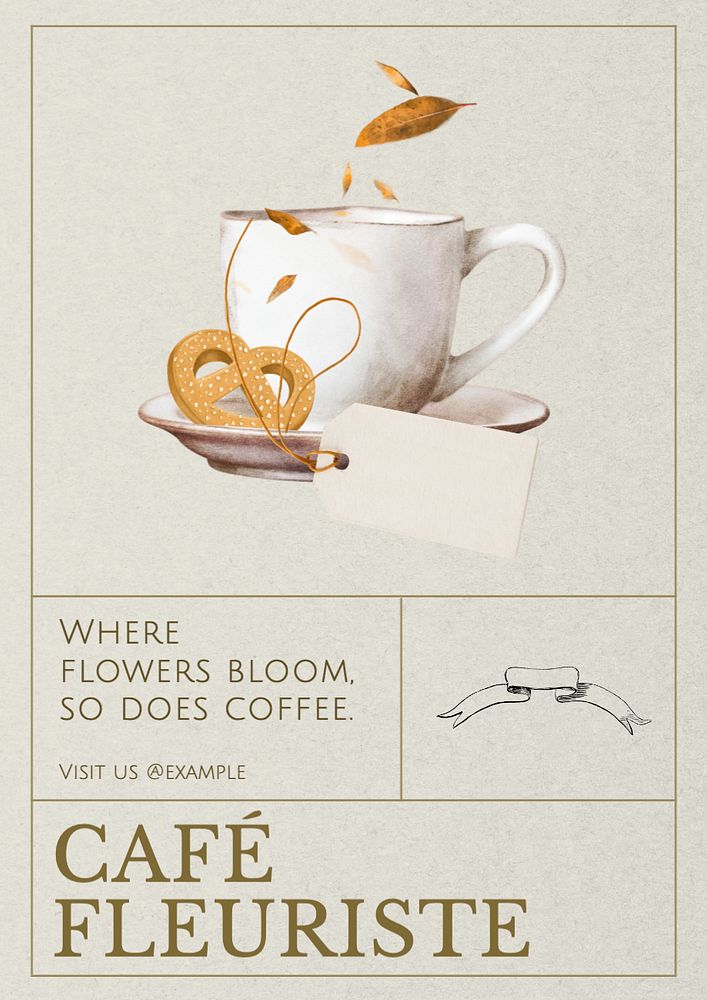 Florist cafe   poster template, editable text and design