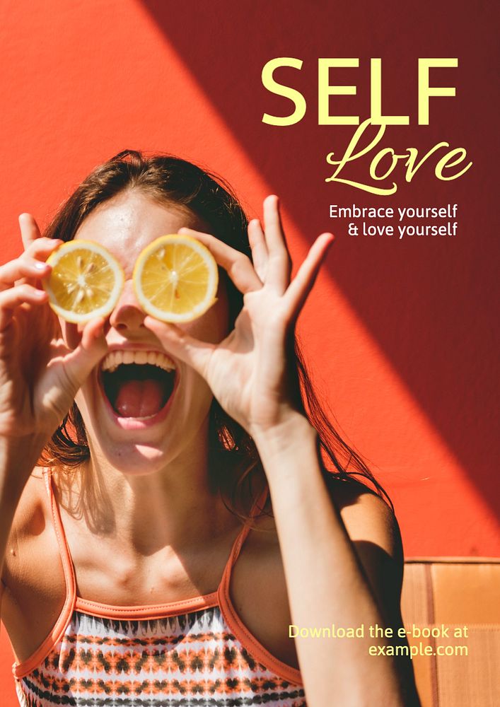 Self love ebook poster template, editable text and design