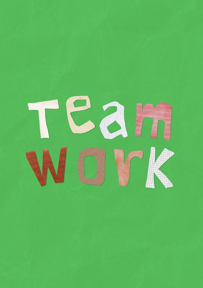 Teamwork word, business paper craft collage, editable design