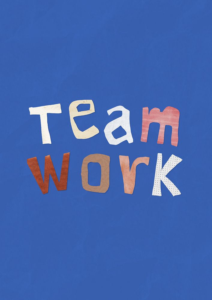 Teamwork word, business paper craft collage, editable design