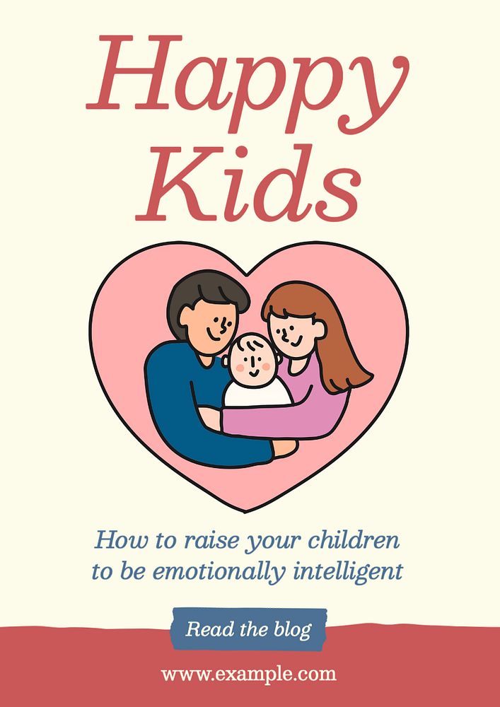 Happy kids   poster template, editable text and design