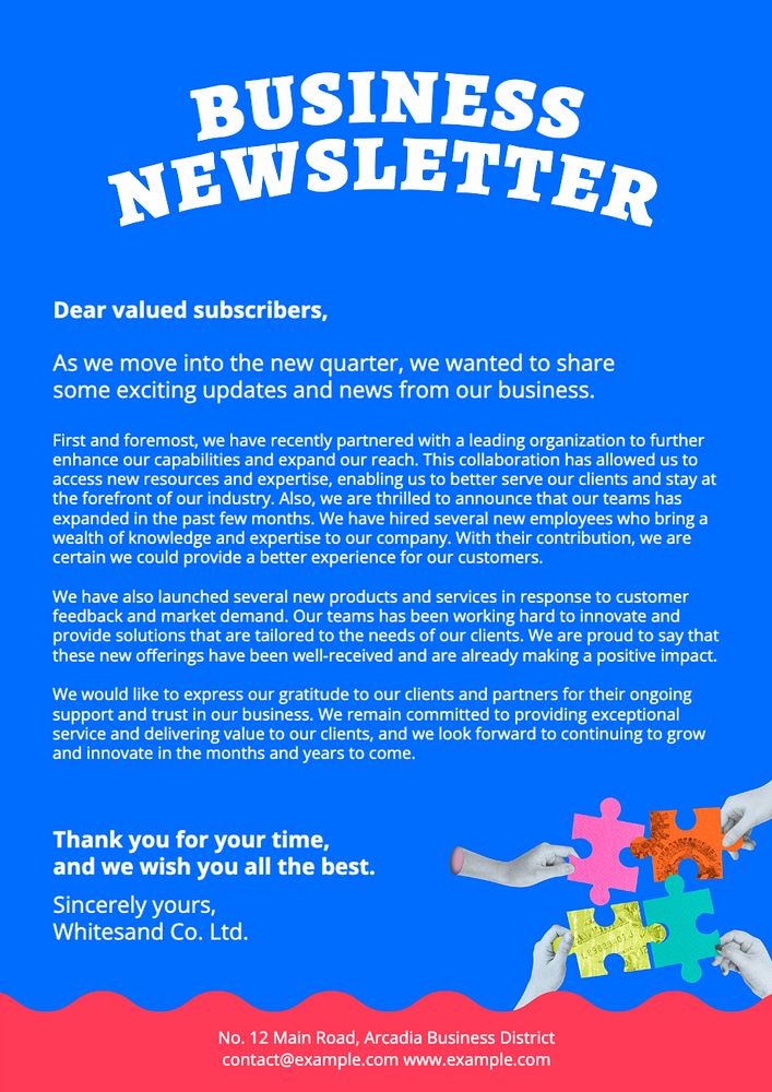 Newsletter poster template, editable text and design