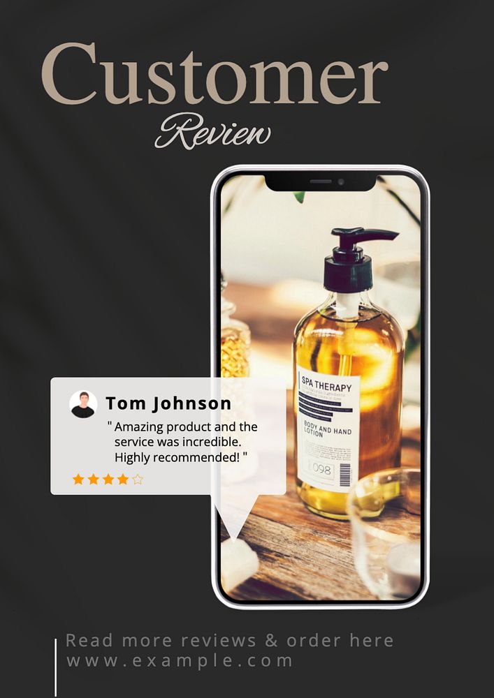 Customer review poster template, editable text and design