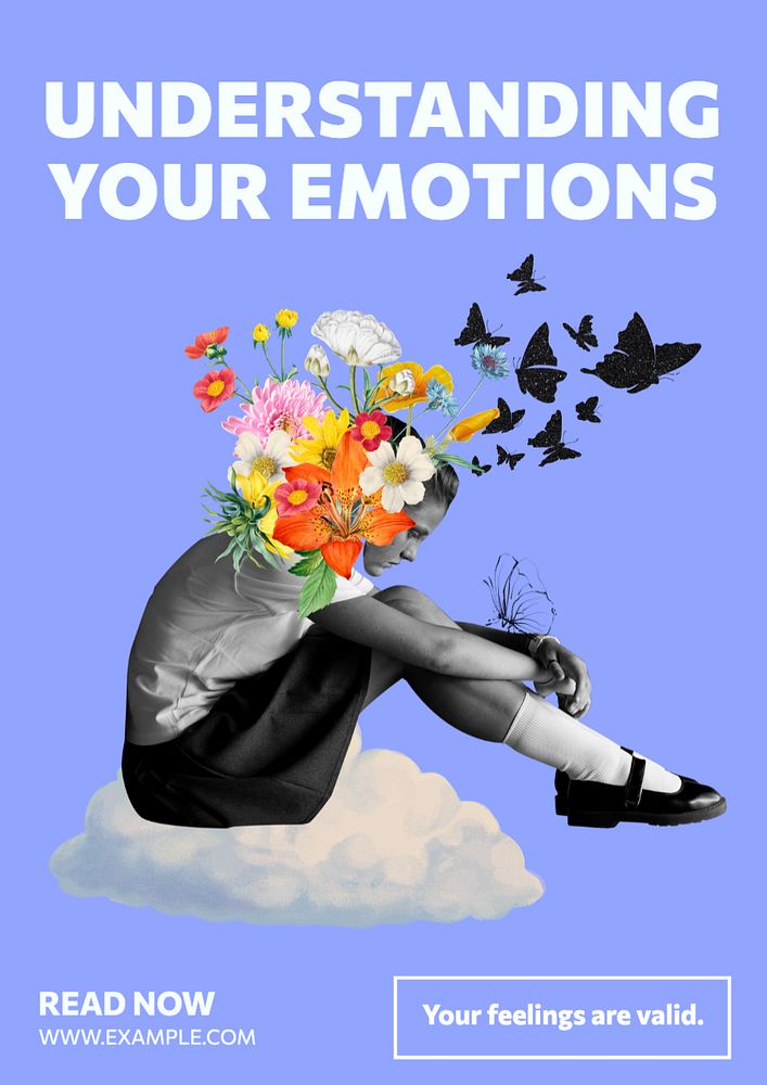 Understanding your emotions   poster template, editable text and design
