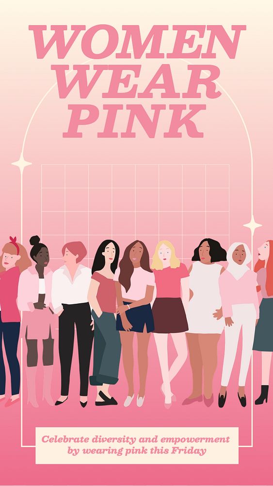 Women wear pink  Instagram story template, editable text