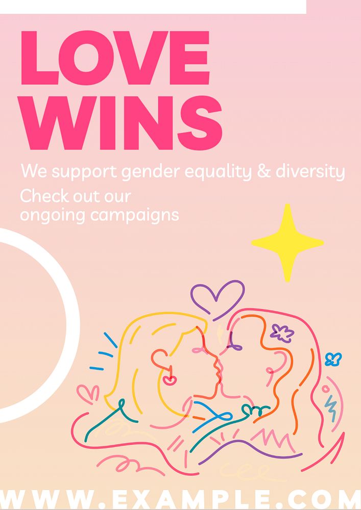 Love wins   poster template, editable text and design