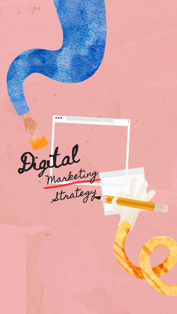 Digital marketing strategy, paper craft collage art, editable design