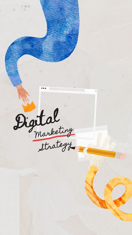 Digital marketing strategy, paper craft collage art, editable design