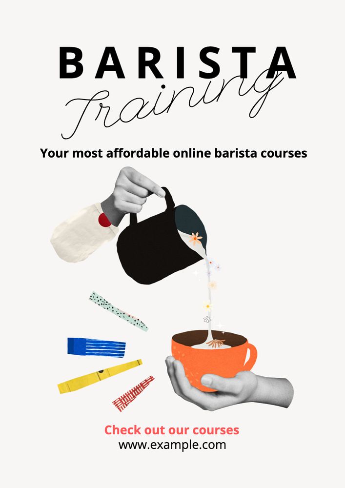 Barista training poster template, editable text and design