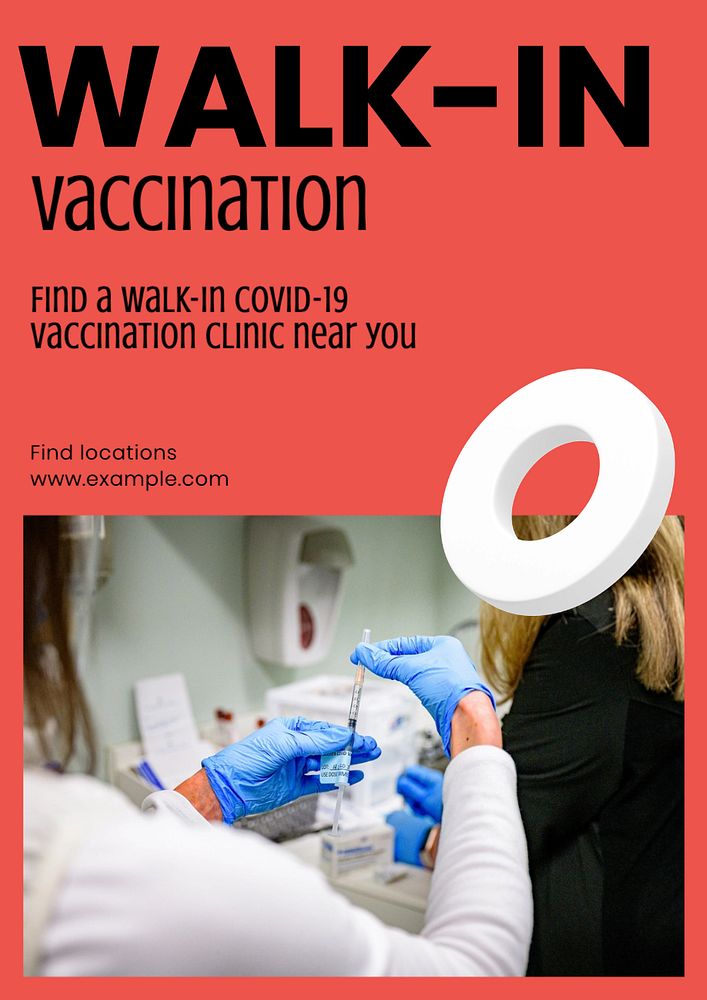 Walk-in vaccination poster template, editable text and design