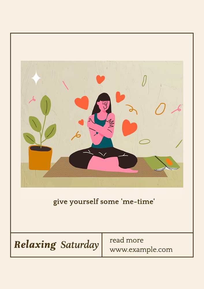 Me time poster template, editable text and design