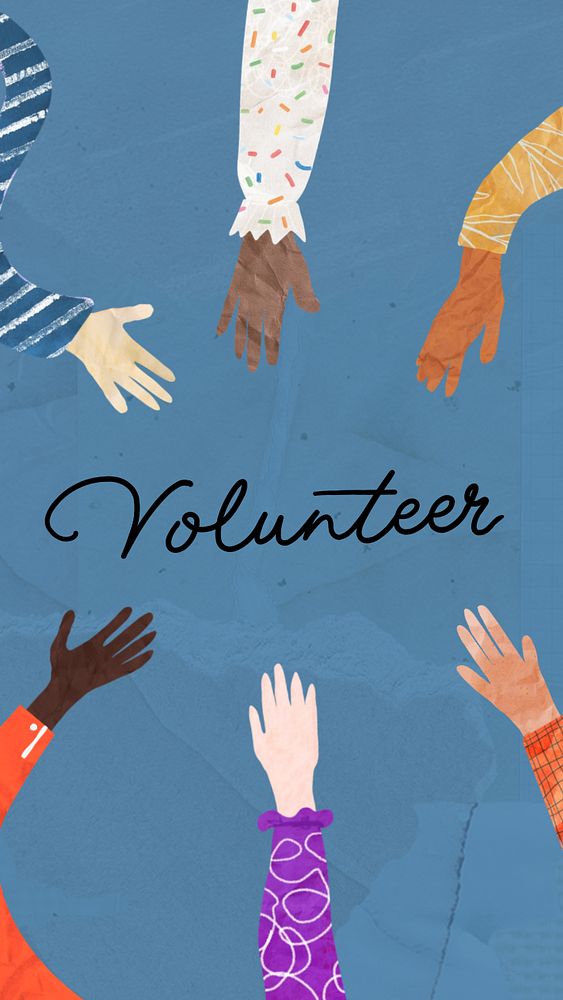 Volunteer word, paper craft collage art, editable design