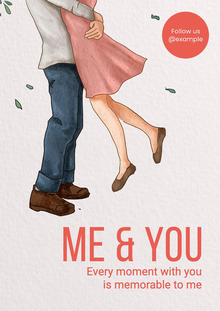 Me & you   poster template, editable text and design