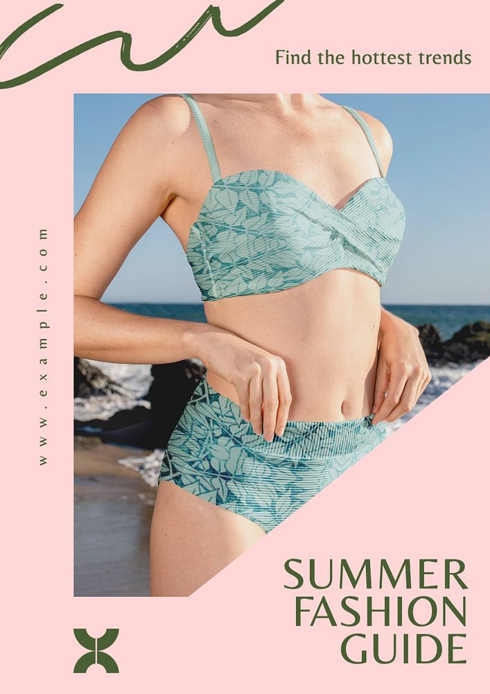 Summer fashion guide poster template, editable text and design