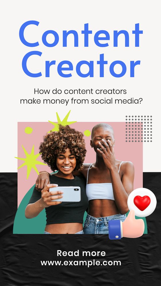 Content creator Instagram story template, editable text